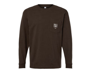 Unisex Super Heavyweight Long Sleeve Pocket Tee- Brown