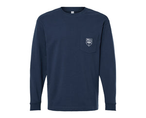 Unisex Super Heavyweight Long Sleeve Pocket Tee - Sea Blue